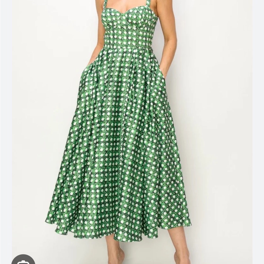 Green Lattice Midi Dress